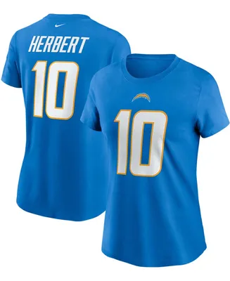 Women's Justin Herbert Powder Blue Los Angeles Chargers Name Number T-shirt