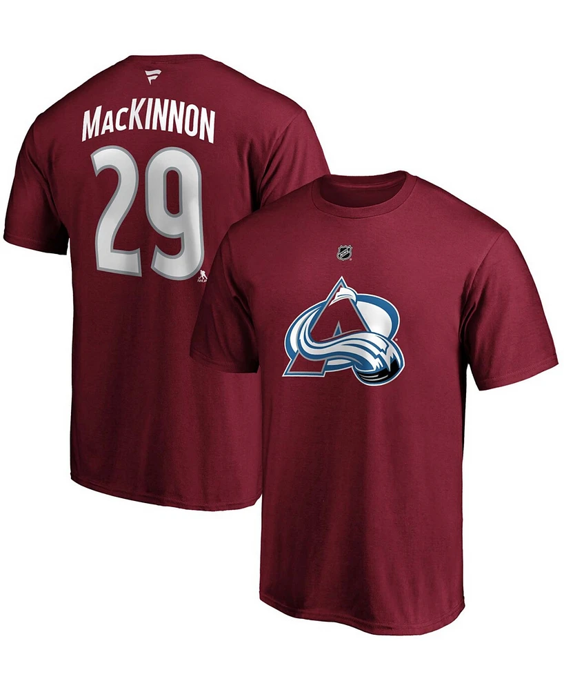 Men's Nathan MacKinnon Big and Tall Burgundy Colorado Avalanche Team Authentic Stack Name Number T-shirt