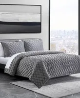 Vera Wang Diamond Velvet Reversible 3 Piece Quilt Set, Queen