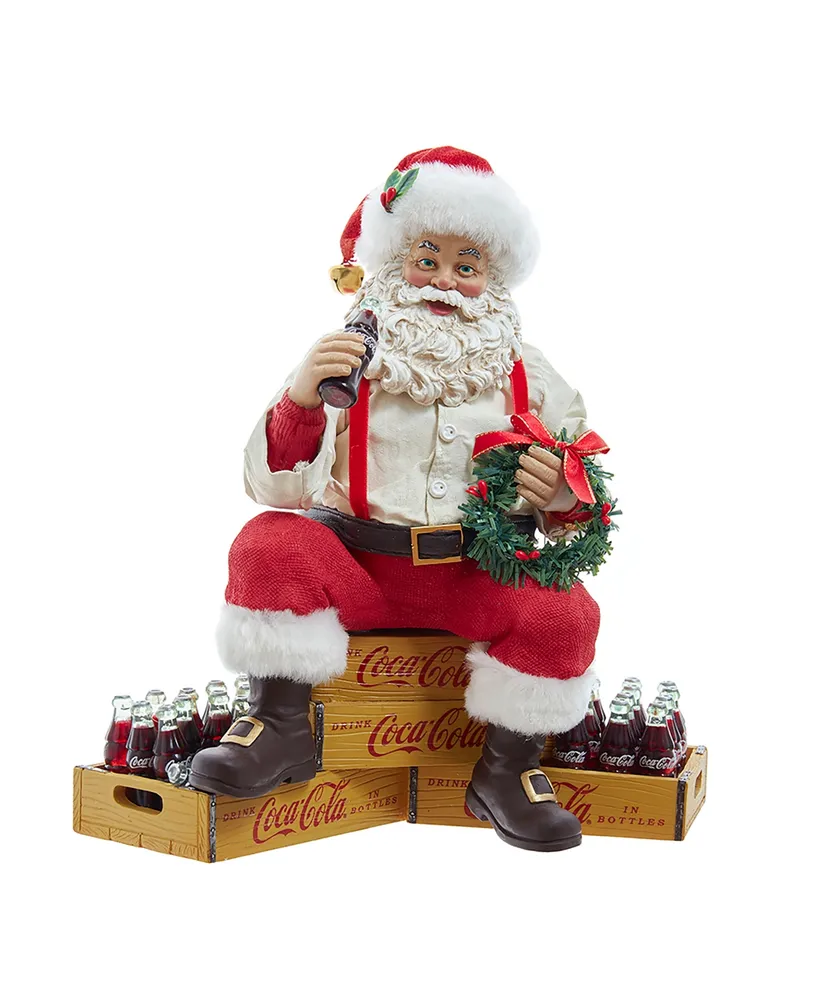 Kurt Adler Coca-Cola Santa Sitting on Crates