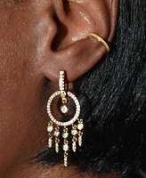 Pave Cubic Zirconia Convertible Hoop Earrings