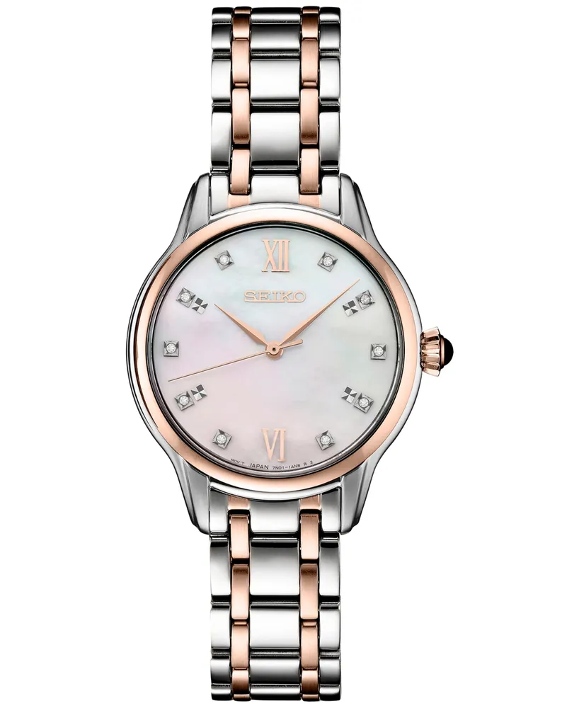 Seiko Women's Diamond (1/10 ct. t.w.) Two-Tone Stainless Steel Bracelet Watch 30mm
