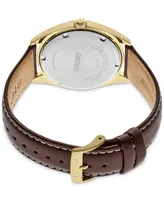 Seiko Men's Essentials Brown Leather Strap Watch 40mm