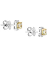 Effy Yellow & White Diamond Cushion Halo Stud Earrings (3/4 ct. t.w.) in 18k Gold & White Gold