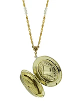 2028 14k Gold-tone Imitation Pearl Chain Locket - Gold