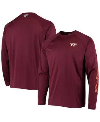Men's Pfg Maroon Virginia Tech Hokies Terminal Tackle Omni-Shade Long Sleeve T-shirt