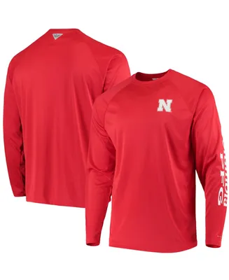 Men's Pfg Scarlet Nebraska Huskers Terminal Tackle Omni-Shade Long Sleeve T-shirt