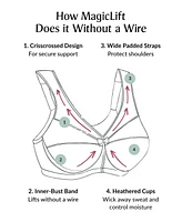 Women's Full Figure Plus Magic Lift Moisture Control Wirefree Bra 1064