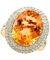 Effy Citrine (9-1/3 ct. t.w.) & Diamond (1 Halo Ring 14k Gold