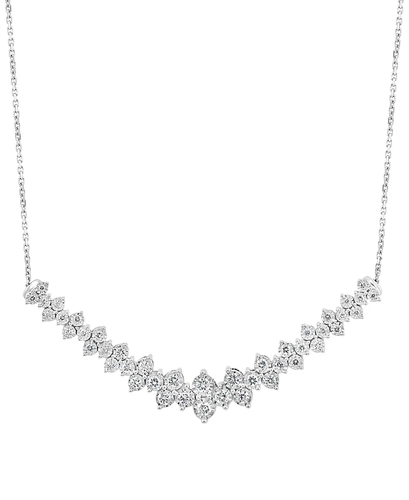 Effy Diamond Cluster 18" Statement Necklace (1 ct. t.w.) 14k White Gold (Also available Two Tone Gold)