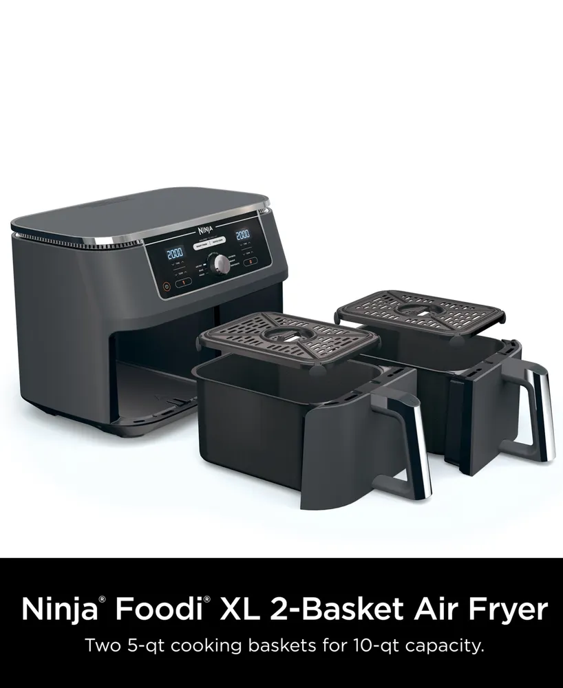 Ninja Foodi DZ401 6-in-1 10-qt. Xl 2-Basket Air Fryer with DualZone Technology- Air Fry, Broil, Roast, Dehydrate, Reheat and Bake, Family Sized