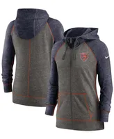 Women's Heathered Charcoal, Navy Chicago Bears Gym Vintage-Like Raglan Full-Zip Hoodie