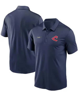 Men's Navy Cleveland Indians Cooperstown Collection Logo Franchise Performance Polo