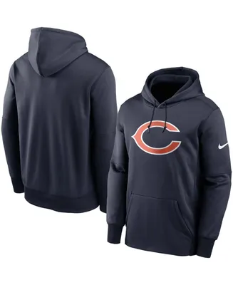 Men's Big and Tall Navy Chicago Bears Fan Gear Primary Logo Therma Performance Pullover Hoodie