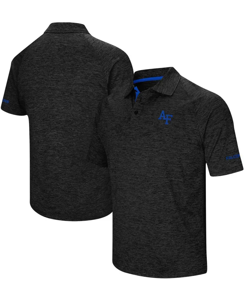 Men's Heathered Black Air Force Falcons Down Swing Raglan Polo