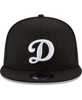 Men's Black Los Angeles Dodgers Alternate Logo Black White 9FIFTY Snapback Hat