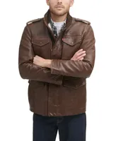 Men's Faux Leather Four Pocket Field Jacket