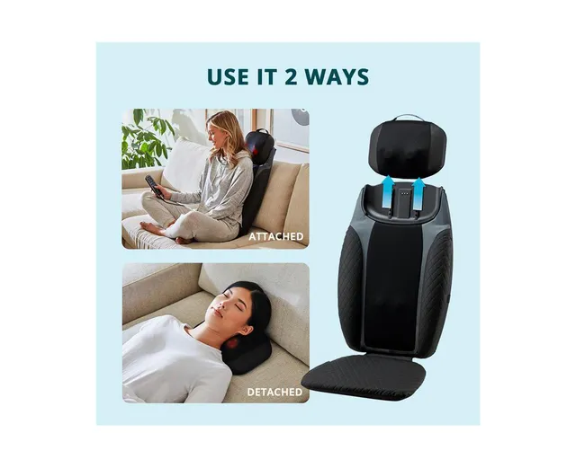 Sharper Image Massager Seat Topper 4-Node Shiatsu with Heat and Vibration