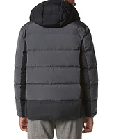 Marc New York Men's Halifax Fabric Blocked Quilted Hooded Trucker Jacket