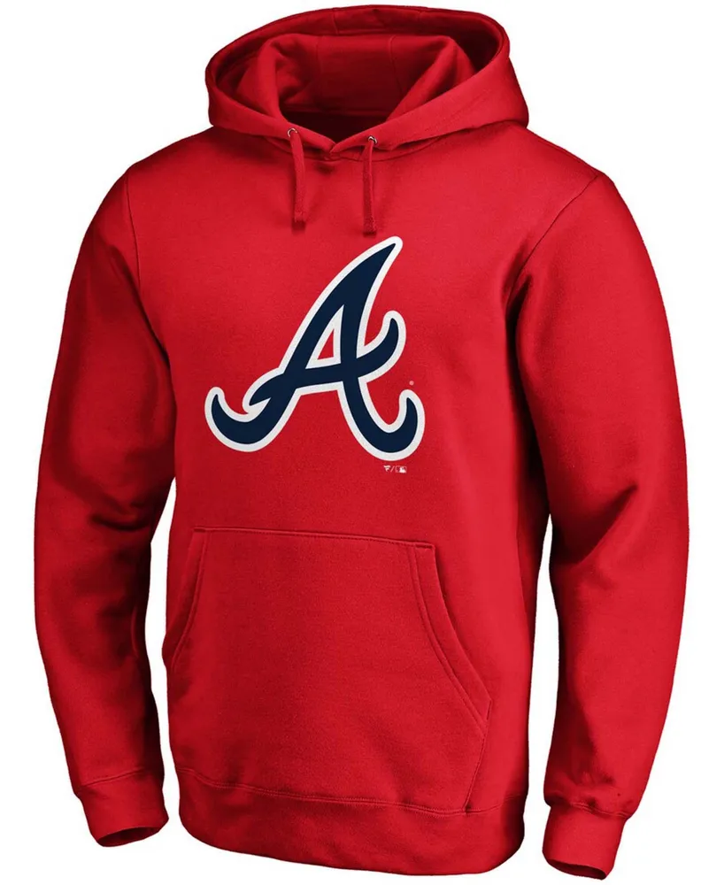 Men's Red Atlanta Braves Official Logo Pullover Hoodie