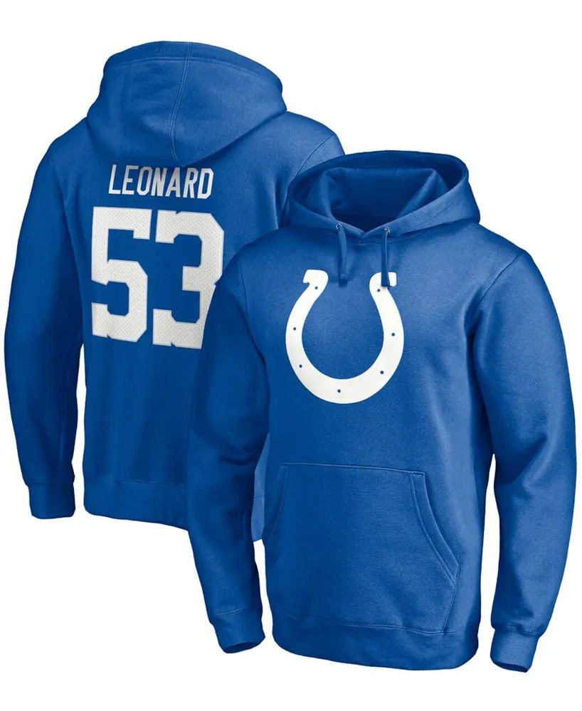 Men's Darius Leonard Royal Indianapolis Colts Player Icon Name and Number Pullover Hoodie