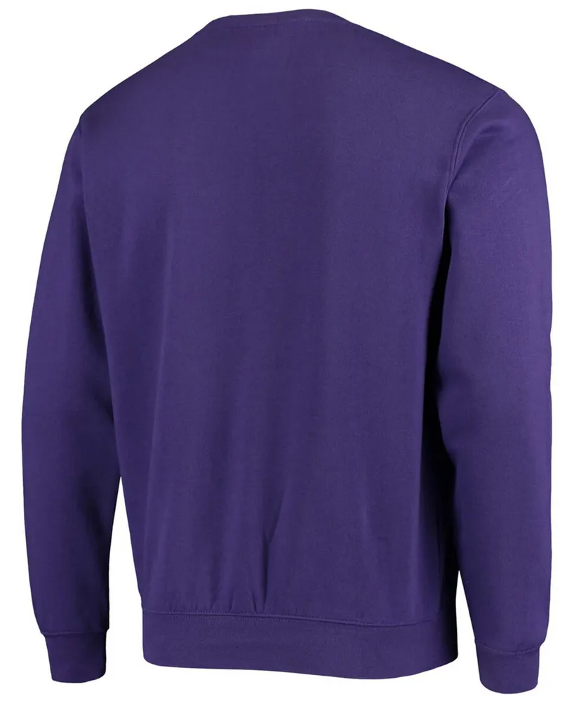 Men's Purple James Madison Dukes Arch Logo Tackle Twill Pullover Sweatshirt