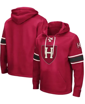 Men's Crimson Harvard Crimson 2.0 Lace-Up Logo Pullover Hoodie