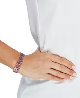 Amethyst (3-1/4 ct. t.w.) & Diamond (1/2 ct. t.w.) Butterfly Open Bangle Bracelet in 18k Rose Gold-Plated Sterling Silver