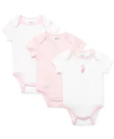 Little Me Baby Girls Short Sleeved Bodysuits, Pack of 3