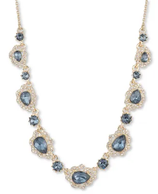 Marchesa Gold-Tone Crystal & Pear-Shape Stone Statement Necklace, 16" + 3" extender