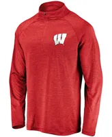 Men's Red Wisconsin Badgers Primary Logo Striated Raglan Quarter-Zip Jacket