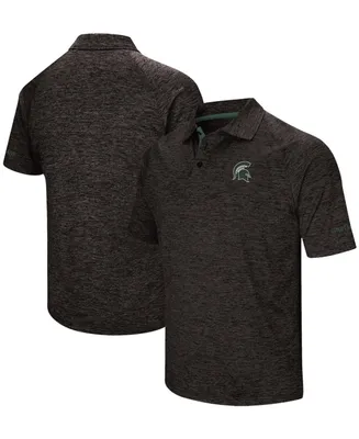 Men's Heather Black Michigan State Spartans Down Swing Polo Shirt