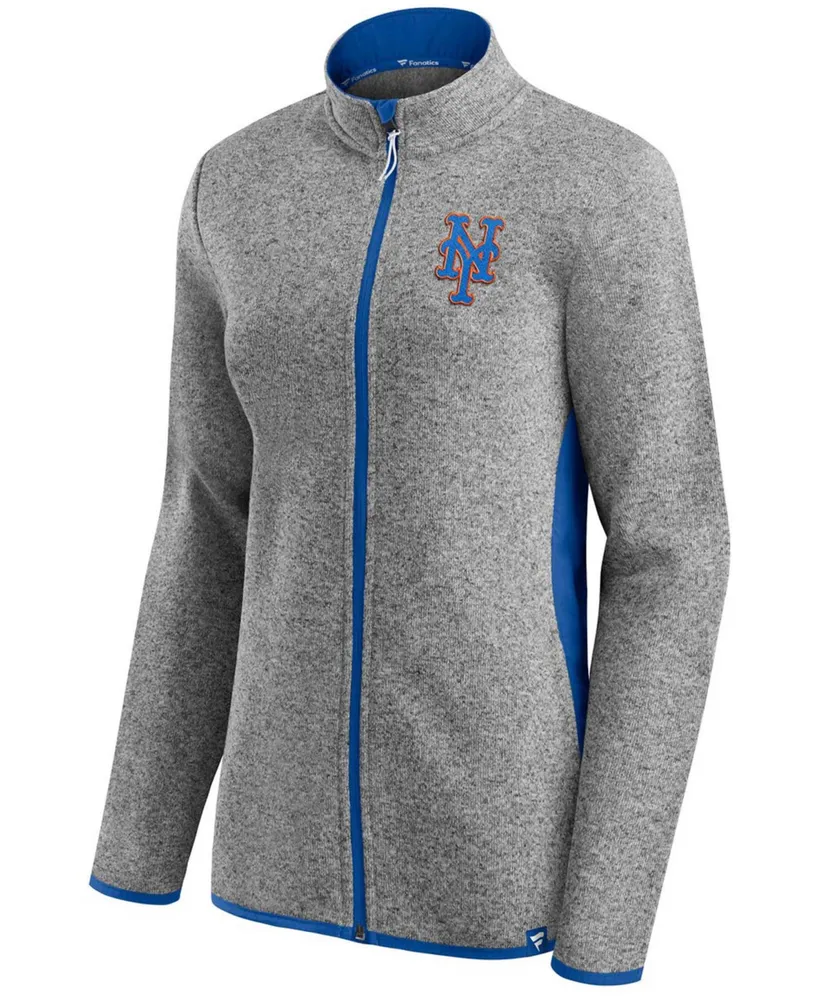 Women's Heather Charcoal New York Mets Primary Logo Fleece Full-Zip Jacket