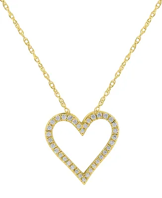 Diamond Heart 18" Pendant Necklace (1/10 ct. t.w.) in Sterling silver or 14k Gold-Plated sterling Silver - Gold