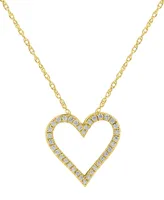 Diamond Heart 18" Pendant Necklace (1/10 ct. t.w.) in Sterling silver or 14k Gold-Plated sterling Silver - Gold