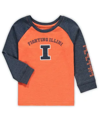 Toddler Boys and Girls Heathered Orange Illinois Fighting Illini Long Sleeve Raglan T-Shirt