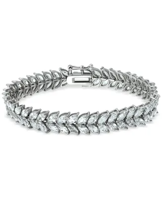 Cubic Zirconia Marquis Double Row Tennis Bracelet in Sterling Silver