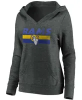 Plus Heathered Charcoal Los Angeles Rams First String V-Neck Pullover Hoodie