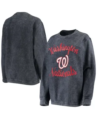 Women's Navy Washington Nationals Script Comfy Cord Pullover Sweatshirt