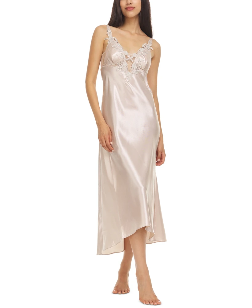 Flora by Nikrooz Stella Satin Venise Trim Lingerie Nightgown