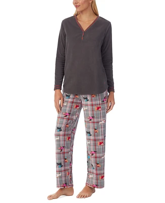 Cuddl Duds Henley Top & Print Pants Pajama Set