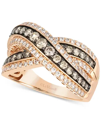Le Vian Nude Diamond(1/2 ct. t.w.) & Chocolate Diamond(3/4 ct. t.w.) Crossover Statement Ring in 14k Rose Gold