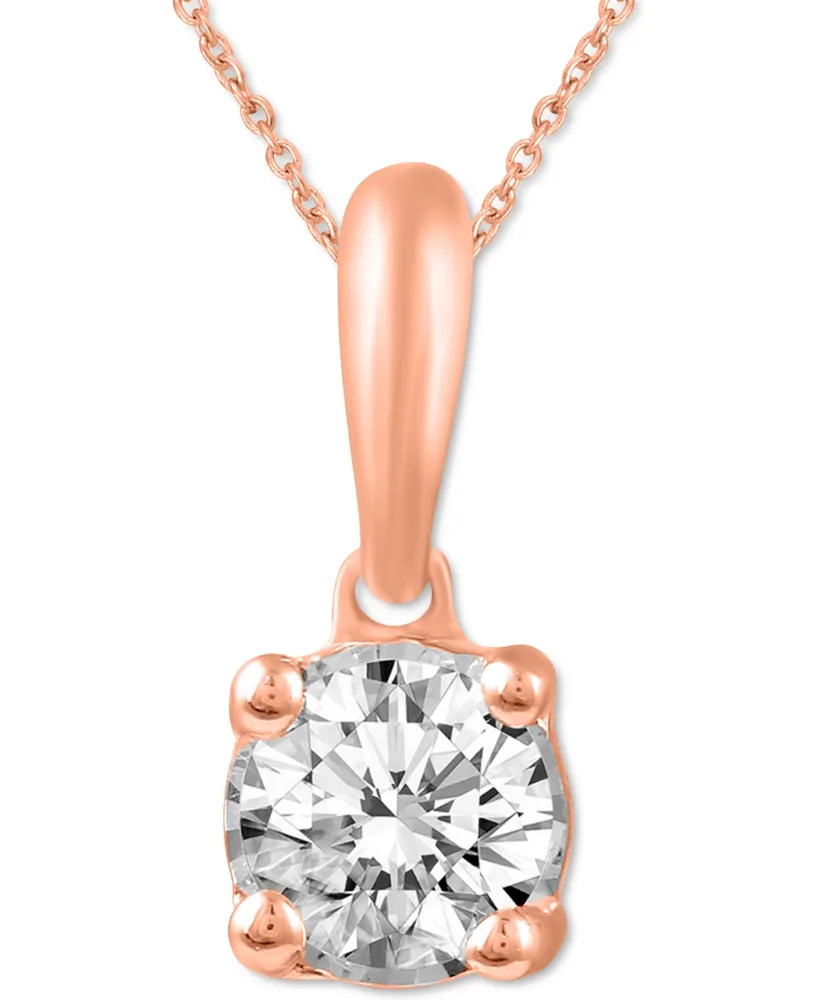 Diamond Solitaire 18" Pendant Necklace (1/5 ct. t.w.) 14k White, Yellow or Rose Gold