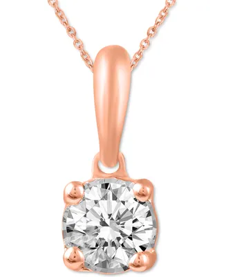 Diamond Solitaire 18" Pendant Necklace (1/5 ct. t.w.) 14k White, Yellow or Rose Gold