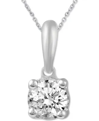 Diamond Solitaire 18" Pendant Necklace (1/5 ct. t.w.) 14k White, Yellow or Rose Gold