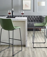 30" Contemporary Metal-Leg Faux Leather Barstool, Set of 2