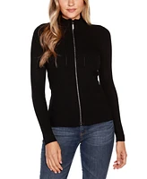 Belldini Black Label Women's Mock Neck Ribbed Sweater