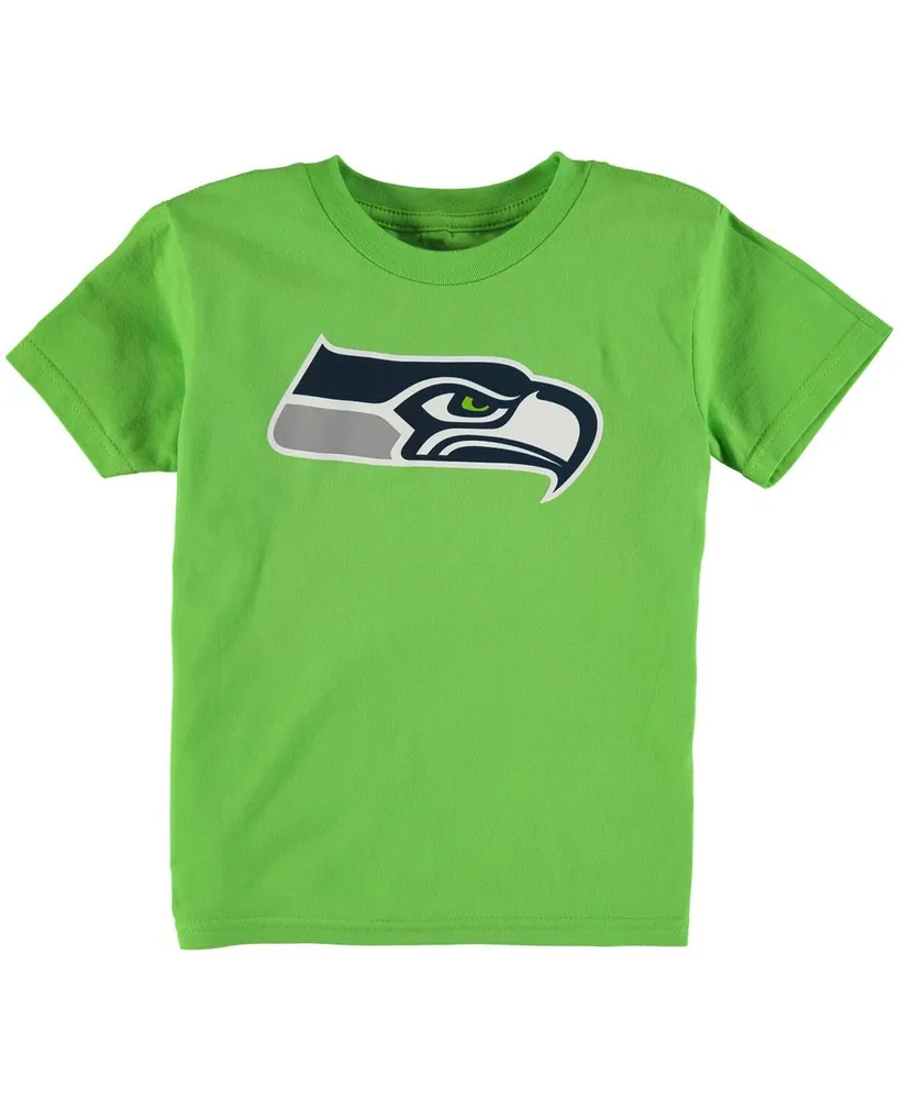 Preschool Girls and Boys Neon Green Seattle Seahawks Team Logo Short Sleeve T-shirt