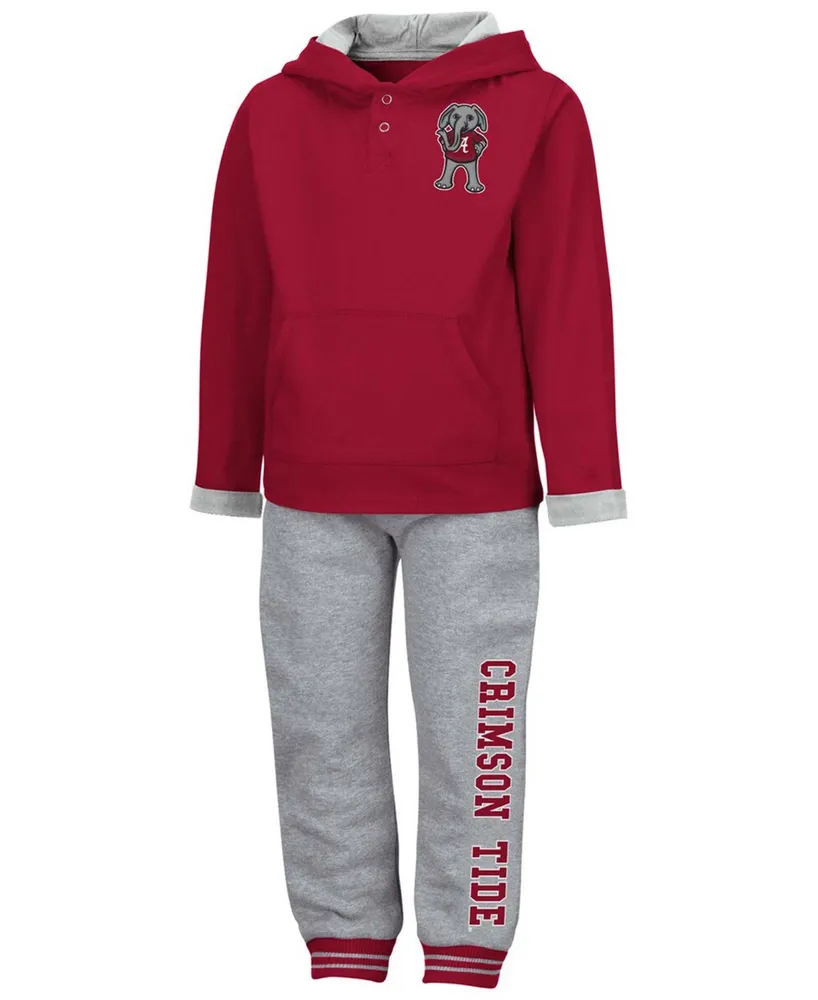 Toddler Boys and Girls Boy's Crimson, Heathered Gray Alabama Crimson Tide Poppies Hoodie Sweatpants Set