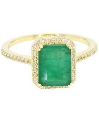Emerald (2-3/4 ct. t.w.) & White Sapphire (1/4 Halo Ring 14k Gold (Also available Sapphire)